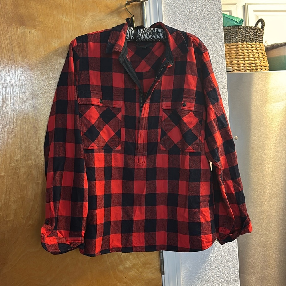 J. Crew Navy and Red, Cotton/Wool blend buffalo plaid popover